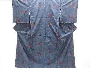 大特価品　草花模様織り出し本場泥大島紬着物(5マルキ)